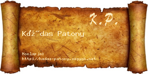 Kádas Patony névjegykártya